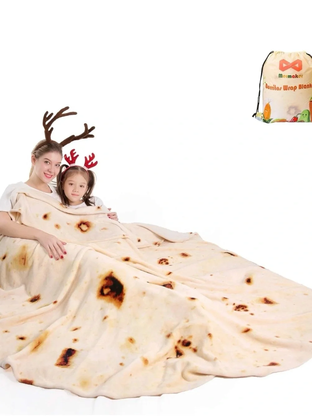 New Mermaker Burrito‎ Tortilla Taco Blanket 71 Inches, Realistic Tortilla